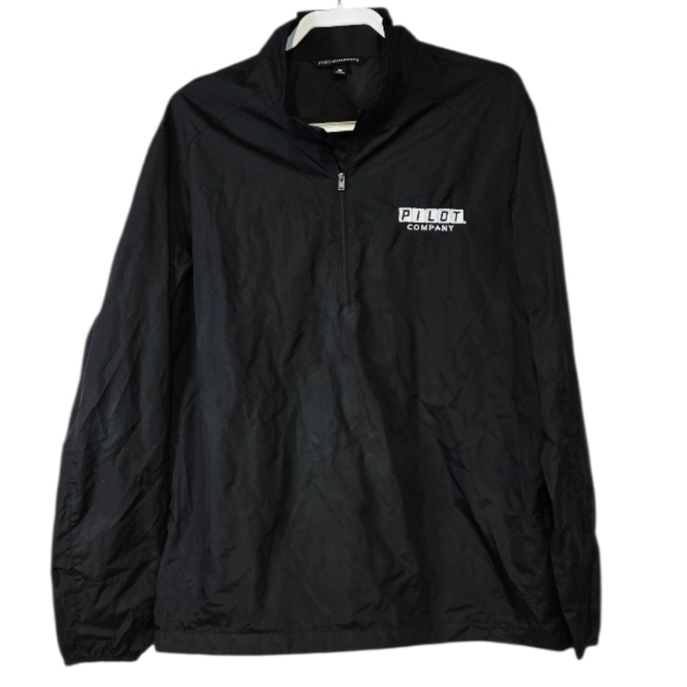 Port Authority Pilot Company Logo Black Quarter-Zip Windbreaker XL Athleisure